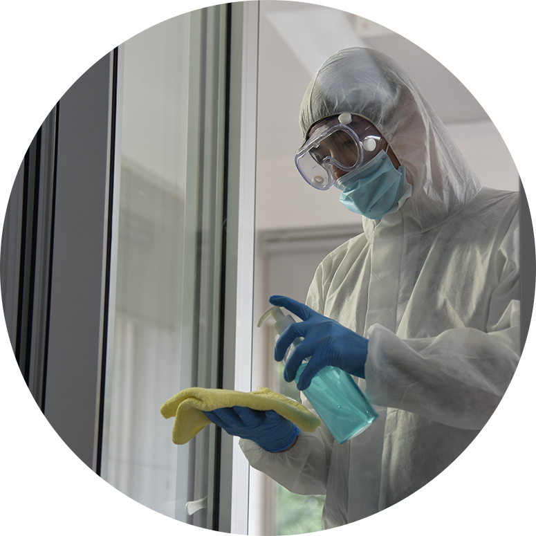 Man with spray bottle