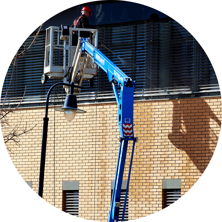 Man on telescopic lift