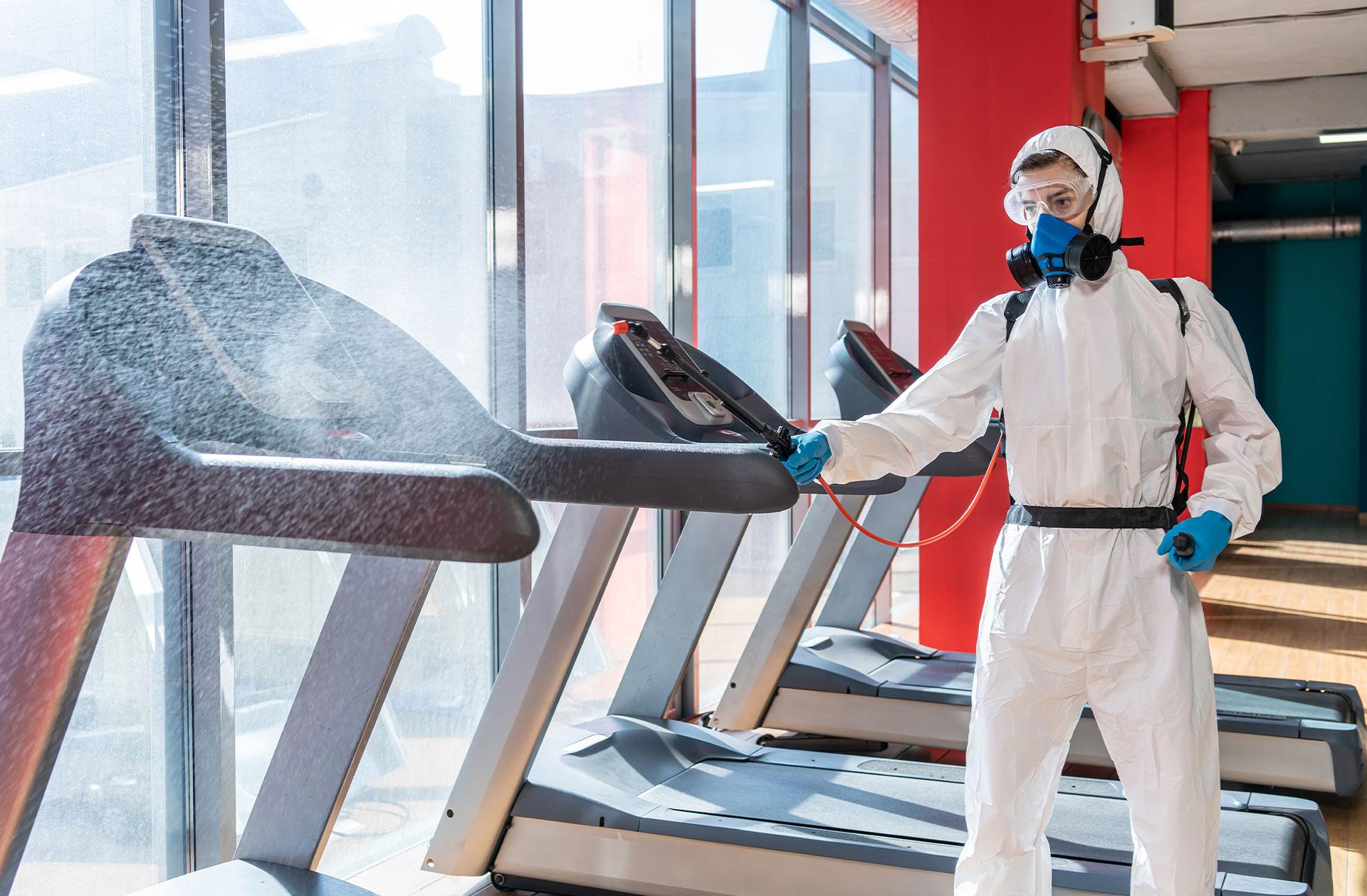 Sparkle cleaning gym equipment